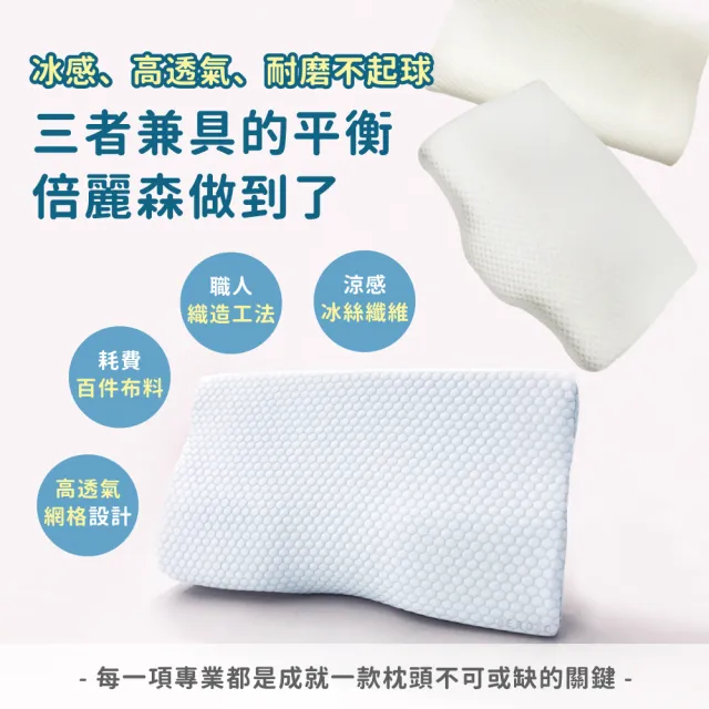 【Beroso 倍麗森】涼感冰絲透氣護頸防鼾記憶枕-涼感(SGS檢驗合格 支撐頸部 護頸枕 記憶枕)