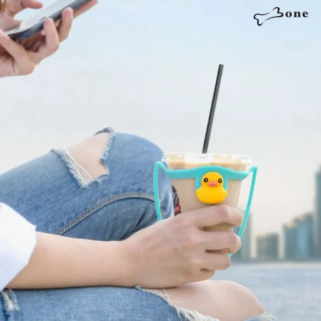 【Bone 蹦克】環保杯綁  3入超值組 (飲料提袋/環保矽膠/飲料袋/彈性/輕巧)