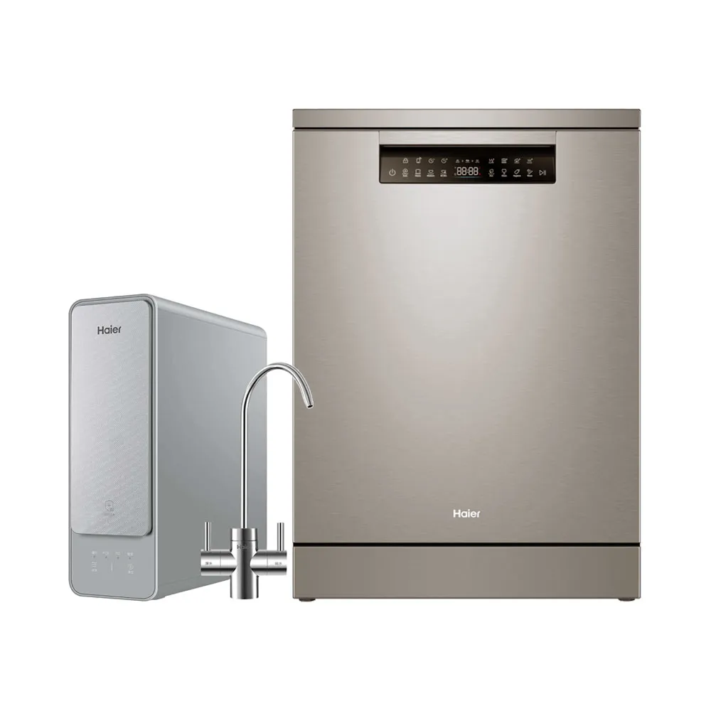 【Haier 海爾】自動開門AI變頻獨嵌兩用洗碗機H600 + RO600G逆滲透生飲淨水器