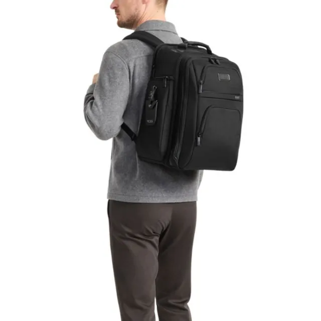 【TUMI】Alpha 15 吋筆電商務收納型彈道尼龍後背包 - 黑色(TUMI 官方旗艦店)