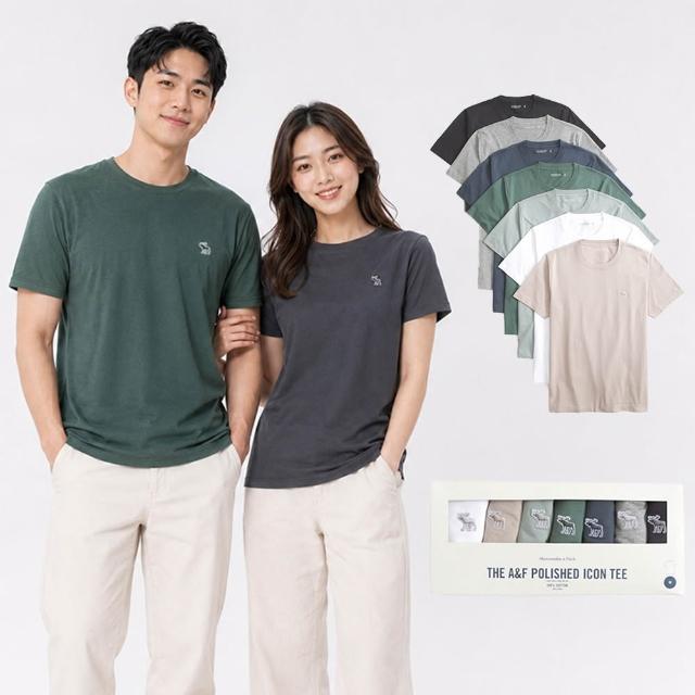 【Abercrombie & Fitch】AF A&F 經典刺繡麋鹿素面短袖T恤 上衣 -BONL- 多色選(無吊牌/組合拆售/平輸品)