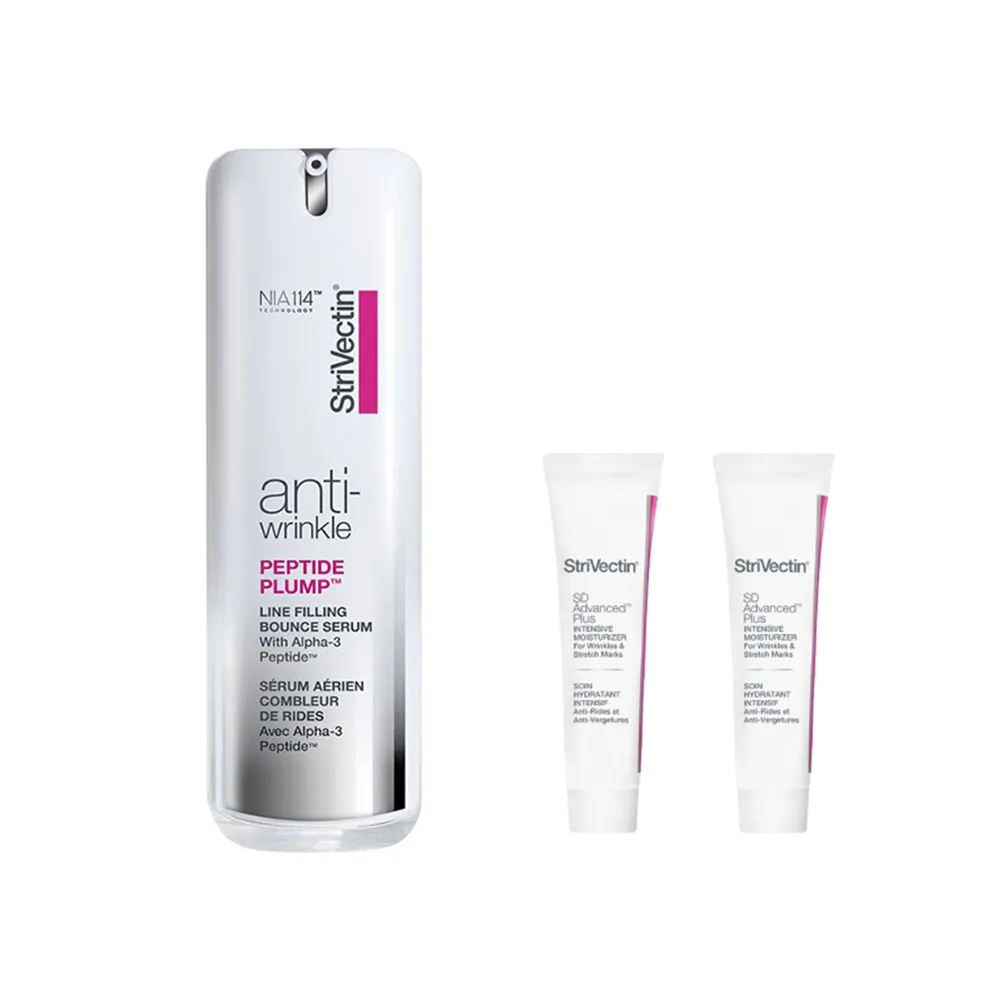 【StriVectin 皺效奇蹟】澎潤保濕緊緻組(超級皺效胜肽澎彈精萃30ml+皺效霜20ml)