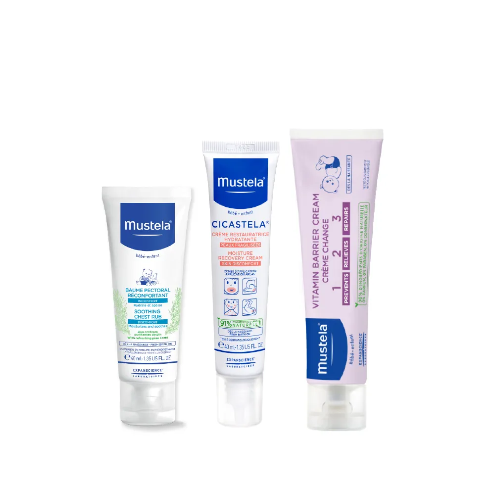 【Mustela 慕之恬廊】媽咪神隊友3件組(VBC屁屁膏 100ml＋修護霜 40ml＋康撫膏 40ml)