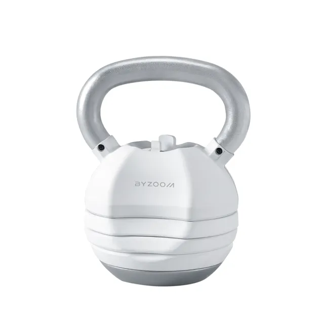 【BYZOOM FITNESS】Pure Series可調式啞鈴12.5lb/約5.6kg 雙入+(30LB) 可調式壺鈴 白