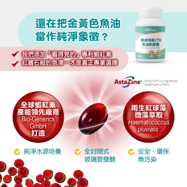 【UHC 優良生醫】健喬集團-挪威特級rTG魚油軟膠囊x3 (60粒/瓶)