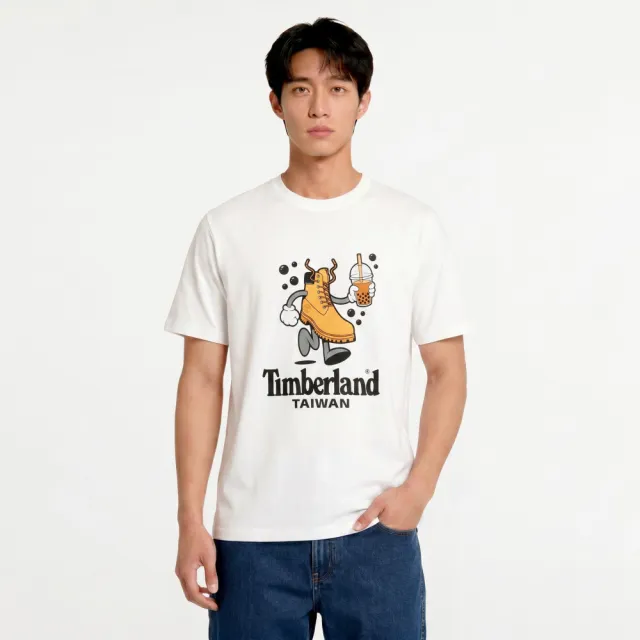 【Timberland】台灣限定款白色珍珠奶茶短袖T恤(0YHNPG08)