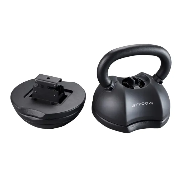 【BYZOOM FITNESS】Pure Series 50lb/約22.6kg 5段重量可調式啞鈴雙入+50lb/約22.6kg 5段重量可調式壺鈴 黑