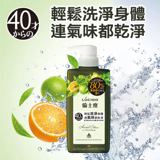 【LUCIDO 倫士度】零涼感去味沐浴露450ml(草本柑橘 男性專用 去油)