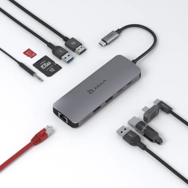 【ADAM 亞果元素】Hub SE10 USB-C 十合一多功能集線器(隨插即用)