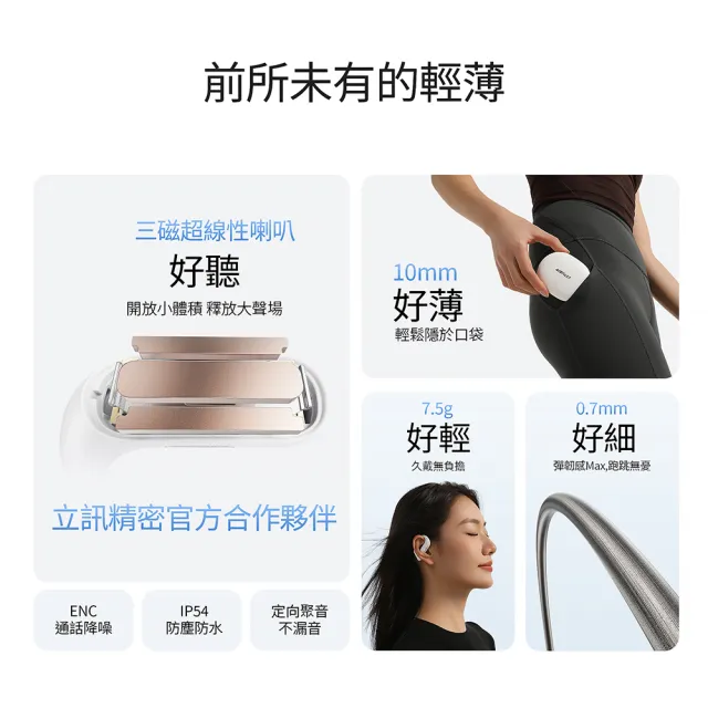 【ACEFAST】ACEFIT Air OWS 開放式藍芽耳機(防水/ENC通話降噪/跑步/運動藍牙耳機)