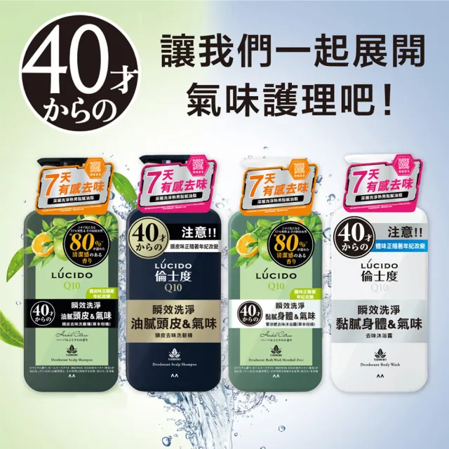 【LUCIDO 倫士度】去味微涼感沐浴露超值3件組(瓶裝450mlx1+補充包380mlx2)男性專用 去油
