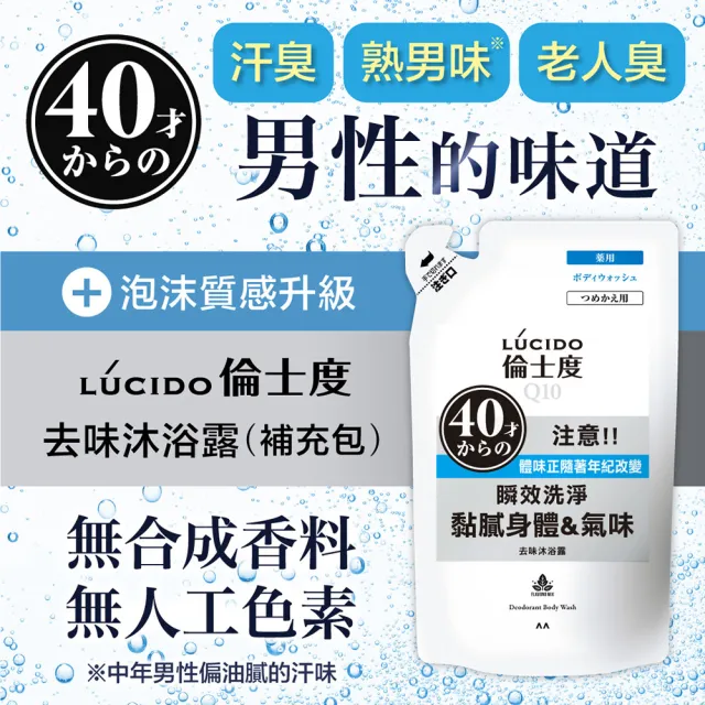 【LUCIDO 倫士度】去味沐浴露補充包380ml(男性專用 去油)