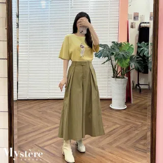【my stere 我的時尚秘境】舒適寬版插畫風女孩棉T 兩色可選 寬鬆T恤 寬版T恤 短版T恤 百搭上衣 休閒T恤