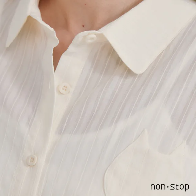 【non-stop】透膚直紋綁帶短版襯衫-2色