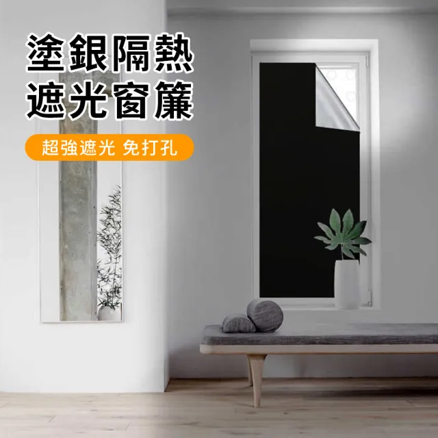 【YIGNW】便攜式全遮光窗簾 145*400公分 臥室隔熱遮陽布 遮光窗簾布 防曬隔熱窗簾 落地窗簾 魔鬼氈窗簾