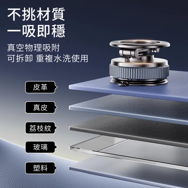Pipe Max超吸附磁吸手機支架 奈米膠真空吸盤 1080°四軸旋轉 鋅合金汽車用手機架 MagSafe桌面支架