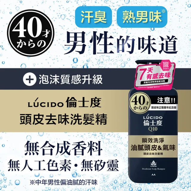【LUCIDO 倫士度】頭皮去味洗髮精超值3件組(瓶裝450mlx1+補充包380mlx2)男性專用 去油