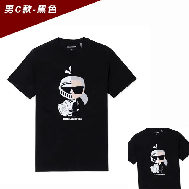 【KARL LAGERFELD 卡爾】老佛爺 經典印刷大Logo純棉圖案短袖T恤 上衣-多色選(專櫃款/平輸品/短T)
