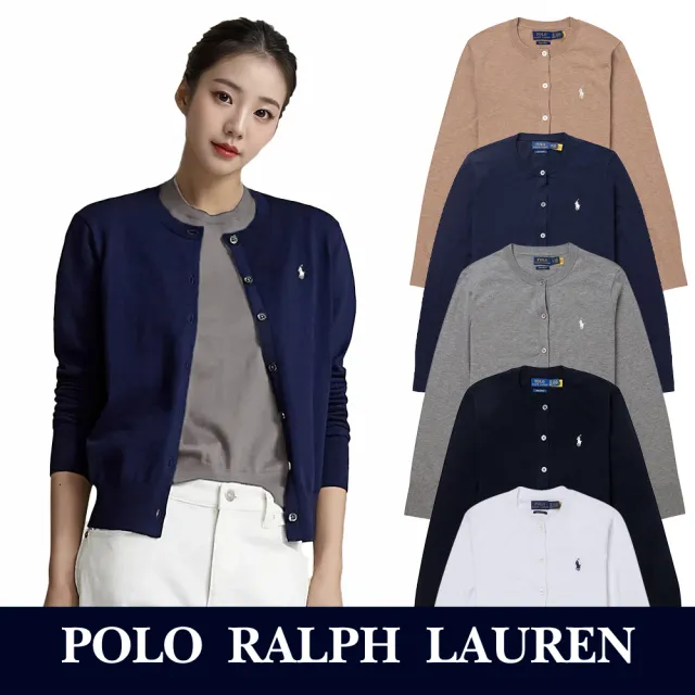 【RALPH LAUREN】RL POLO 經典刺繡小馬開襟針織外套-女-多色選 上衣(保暖舒適/平輸品)