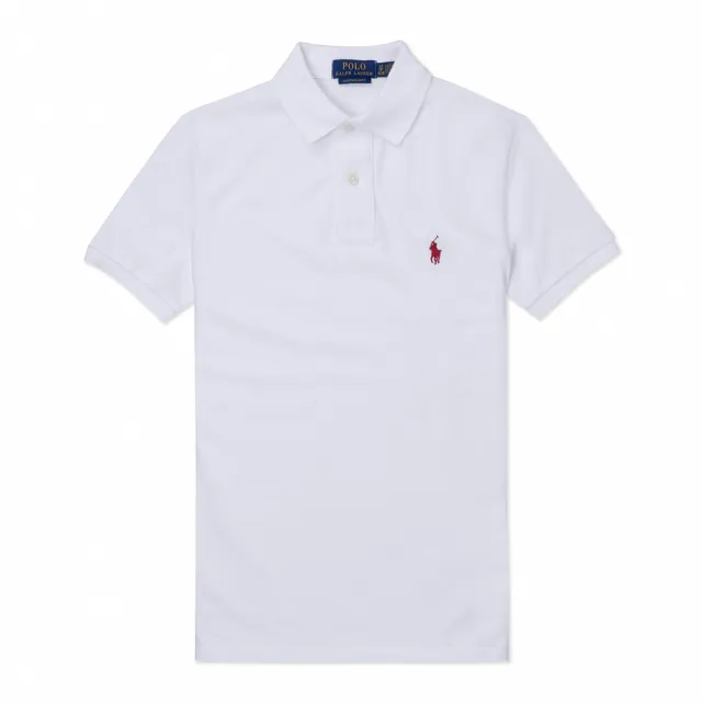 【RALPH LAUREN】RL POLO 經典刺繡小馬短袖Polo衫-白色 上衣(CUSTOM SLIM FIT/平輸品/)