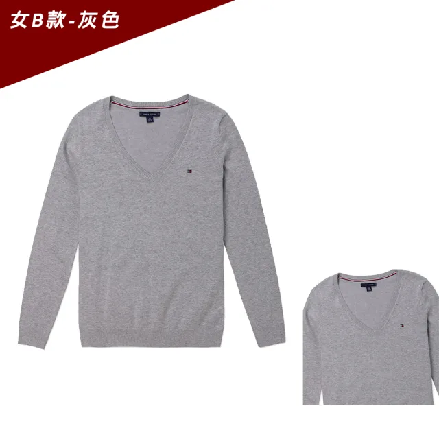 【TOMMY HILFIGER】TOMMY 經典V領刺繡Logo毛衣 上衣-女-多色選(平輸品)