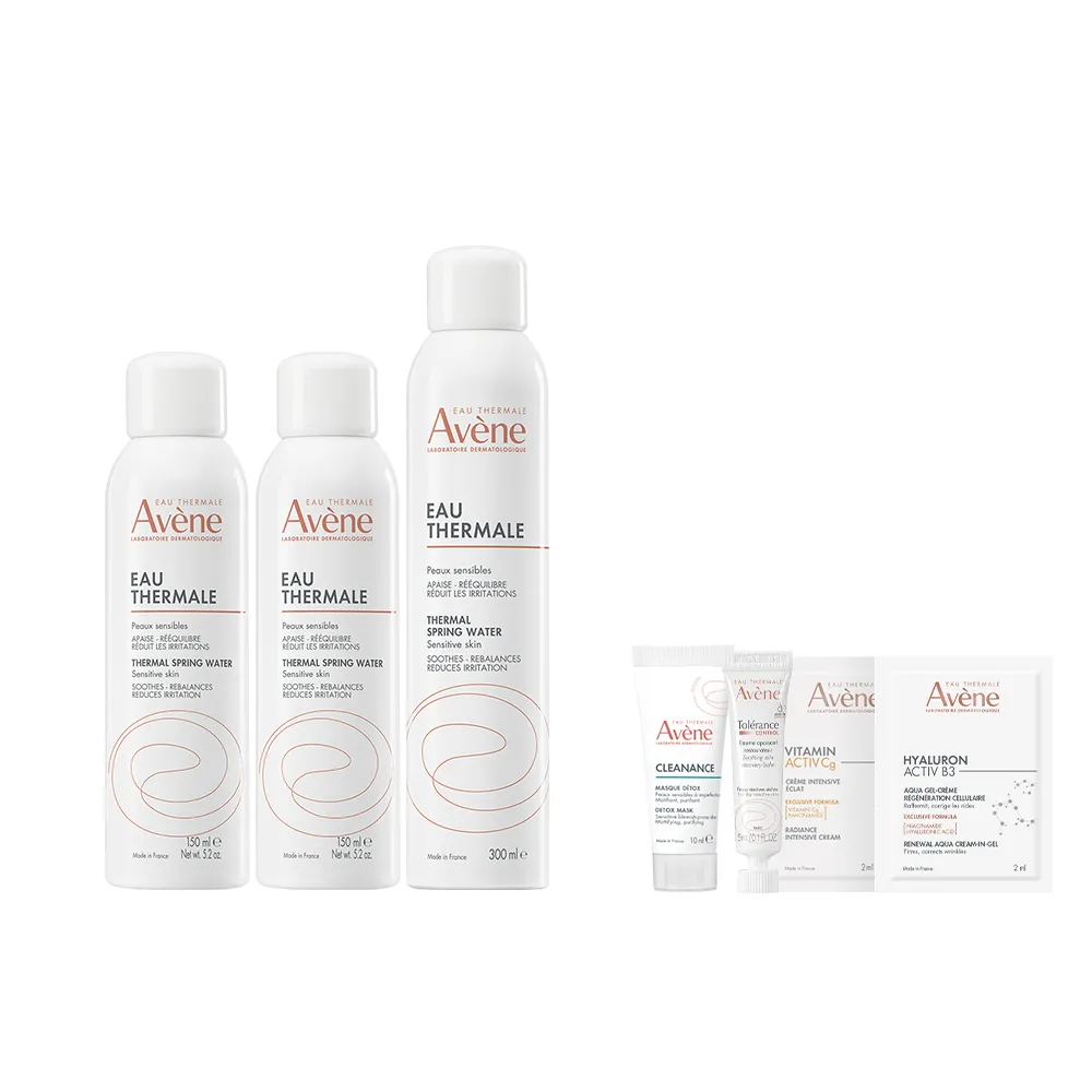 【Avene 雅漾】官方直營 活泉水精選套組_300mlx1+150mlx2(化妝水/噴霧/穩膚)