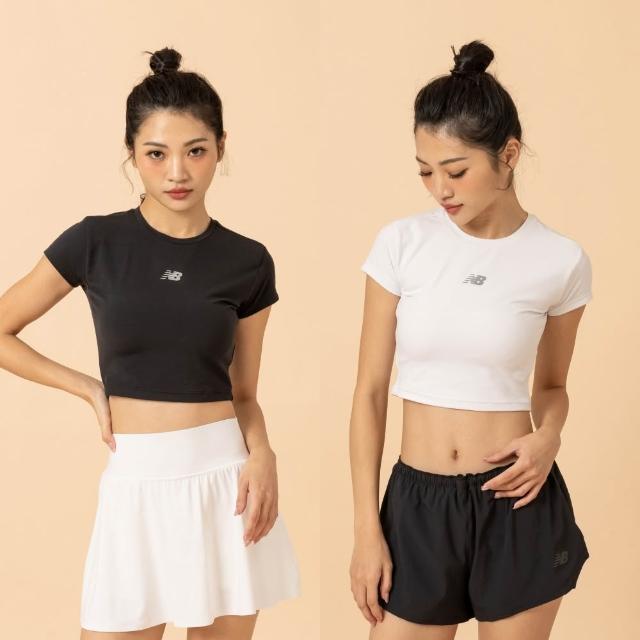 【NEW BALANCE】NB 短版修身短袖上衣_女性_黑/白_WT61O2GJBK_WT61O2GJWT(美版 版型偏大)