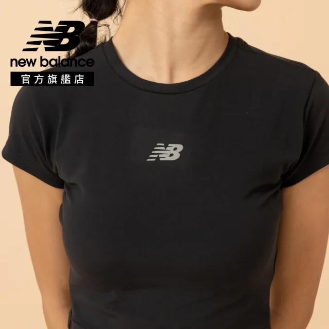 【NEW BALANCE】NB 短版修身短袖上衣_女性_黑/白_WT61O2GJBK_WT61O2GJWT(美版 版型偏大)