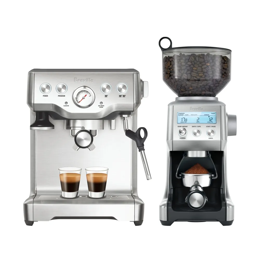 【Breville】BES840XL the Infuser半自動咖啡機+BCG820XL磨豆機（金屬銀）(總代理公司貨)