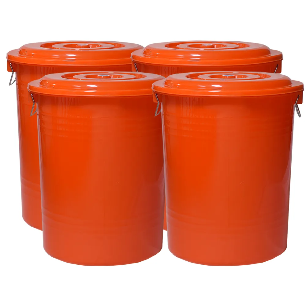 【G+ 居家】MIT台灣製萬用桶儲水桶垃圾桶冰桶106L(4入組-附蓋附提把 隨機色出貨)