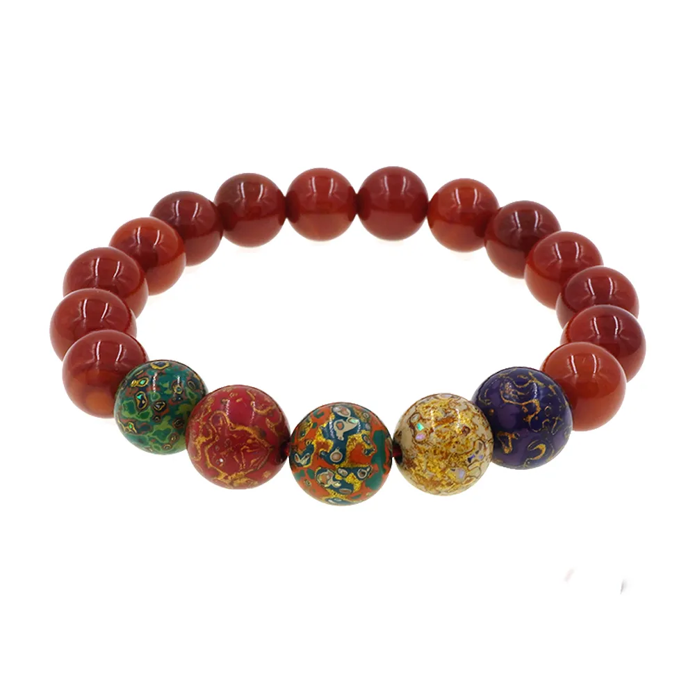 【喜緣玉品】天然南紅瑪瑙彩漆五行手珠(10mm)