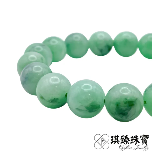 【琪臻珠寶】天然A貨翡翠豆糯種果綠圓珠手珠手串(12mm圓珠_漸層果綠_隨機出貨_雙十獻禮)