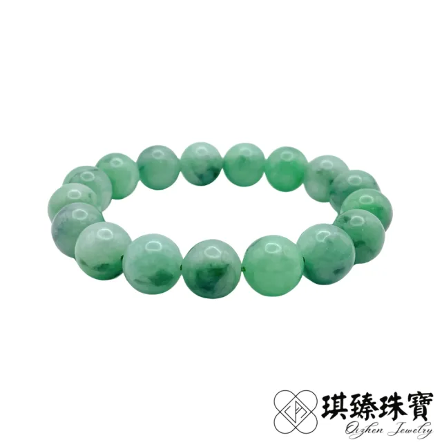 【琪臻珠寶】天然A貨翡翠豆糯種果綠圓珠手珠手串(12mm圓珠_漸層果綠_隨機出貨_雙十獻禮)