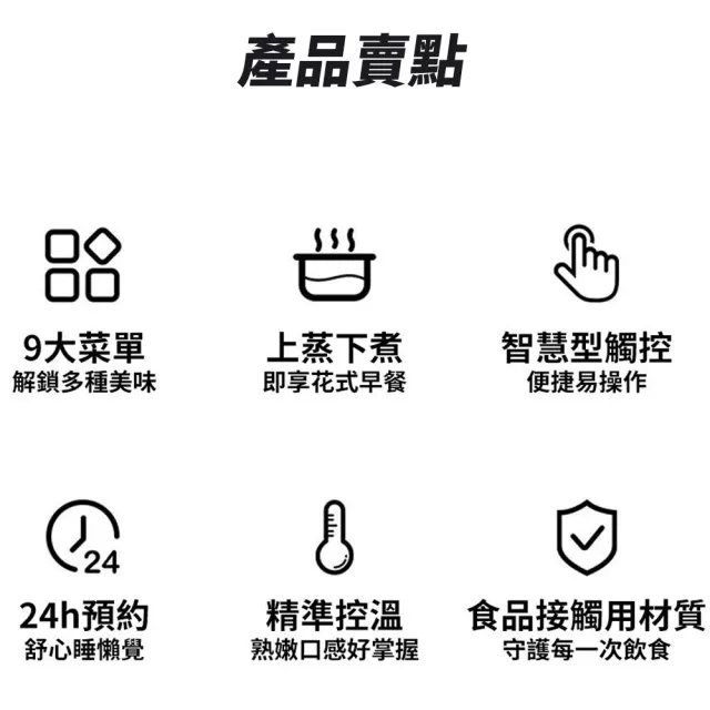 VWV 蒸蛋器 110V家用煮蛋機 多功能早餐神器(上蒸下煮 24H預約+九大功能 送蒸籠+304蒸碗+蛋架)