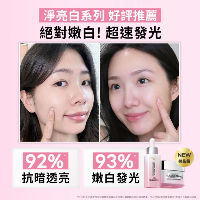 【L’OREAL Paris 巴黎萊雅】淨亮白激光微晶水凝霜50ml+淨亮白MELA淡斑精華30ml