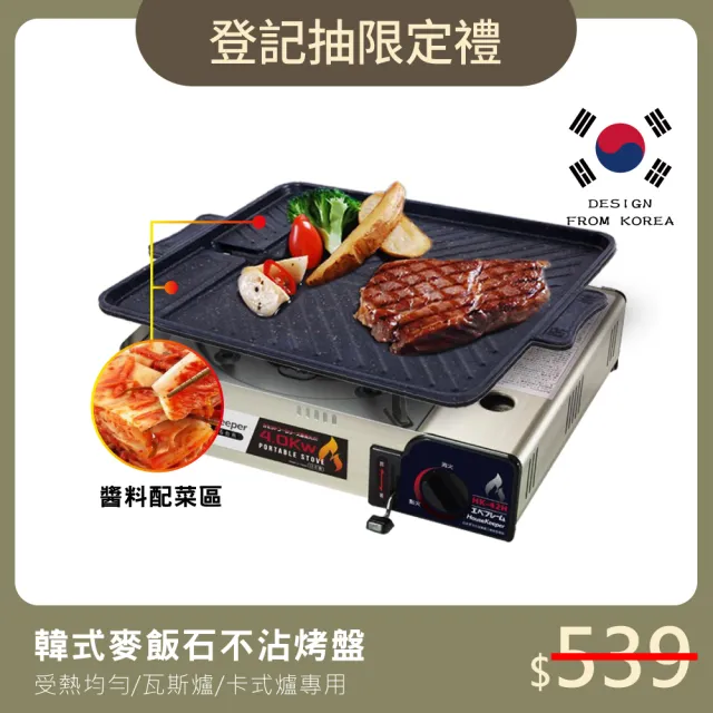 【新錸家居★限時特價】韓式麥飯石卡式爐斜紋不沾烤盤(烤肉神器/甩油/烤肉盤/瓦斯爐適用)