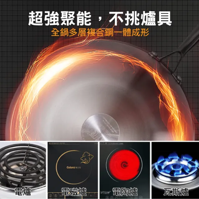 【鼎匠】升級鈦黑立體滿版蜂巢★七層複合金304不鏽鋼不沾炒鍋32cm(可立玻璃蓋不挑爐具煎鍋)