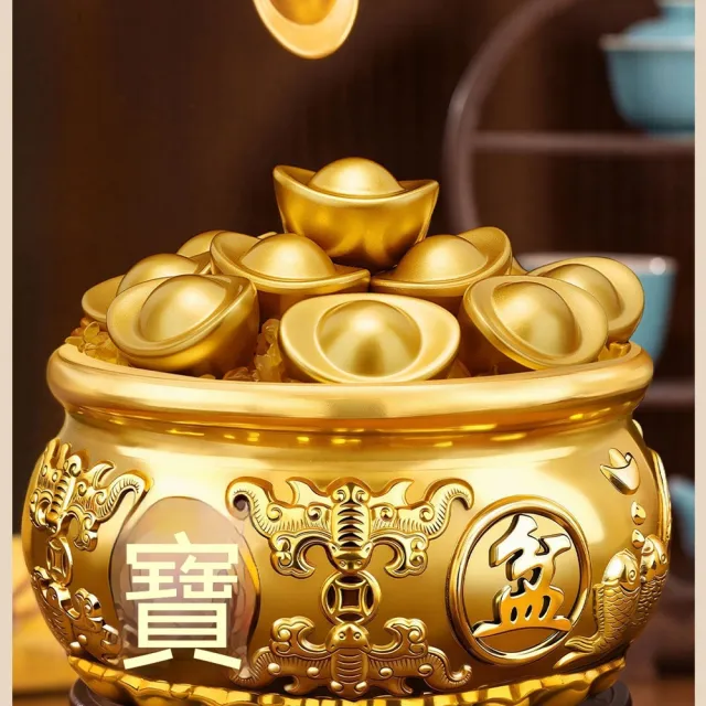 壹品印象 聚寶盆 高7.5cm 純黃銅 實心加厚 招財聚寶 八方來財 開業喬遷禮物 居家風水擺件 預購12天