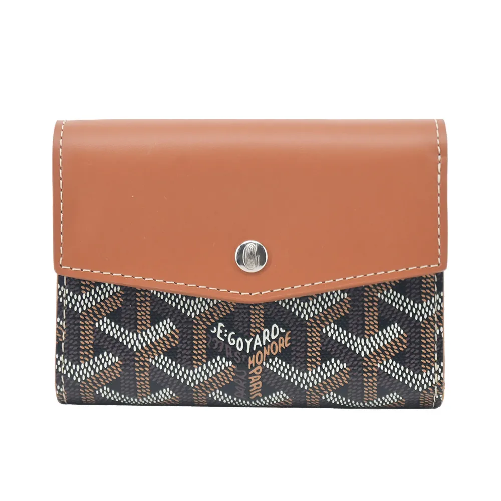 【GOYARD 高雅德】拼接塗料帆布三折短夾(黑棕)