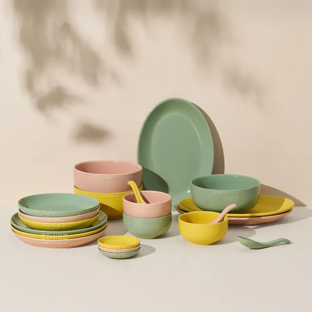 【STAUB】自然秘境陶瓷餐碗盤餐具10件組-豆沙粉/莫蘭迪綠/檸檬黃3色任選(德國雙人牌集團官方直營)