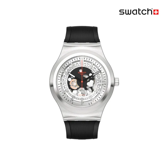 【SWATCH】SISTEM THROUGH AGAIN 金屬機械手錶/男錶/女錶/瑞士製造 YIS431 (42mm)