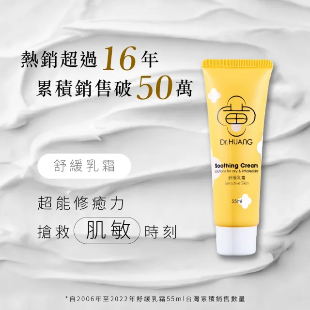 【Dr.Huang 黃禎憲】穩膚急救修護組-舒緩乳霜55ML*2瓶