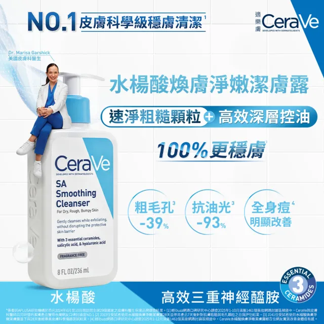 【CeraVe適樂膚】粗糙顆粒救星★水楊酸煥膚淨嫩潔膚露 236ml_A