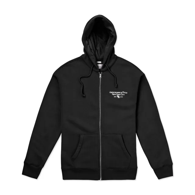 【Abercrombie & Fitch】A&F 麋鹿 AF 經典刺繡麋鹿素面內刷毛連帽外套-多色選(平輸品/可搭情侶款)
