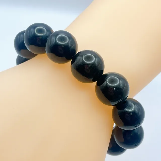 【琪臻珠寶】天然墨翠開運辟邪圓珠手串手珠(圓珠15mm_翡翠_雙十獻禮)