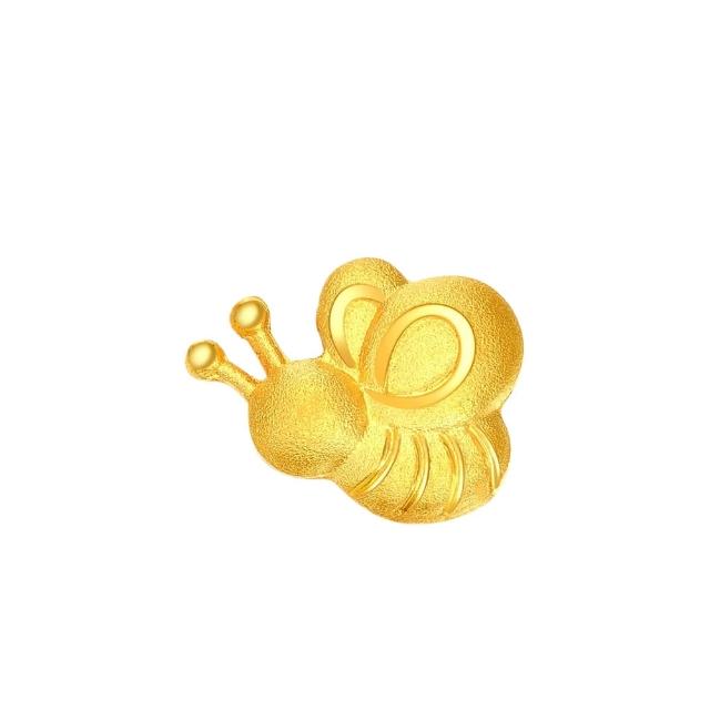 【周大福】小熊維尼系列 小蜜蜂黃金耳環(單耳)