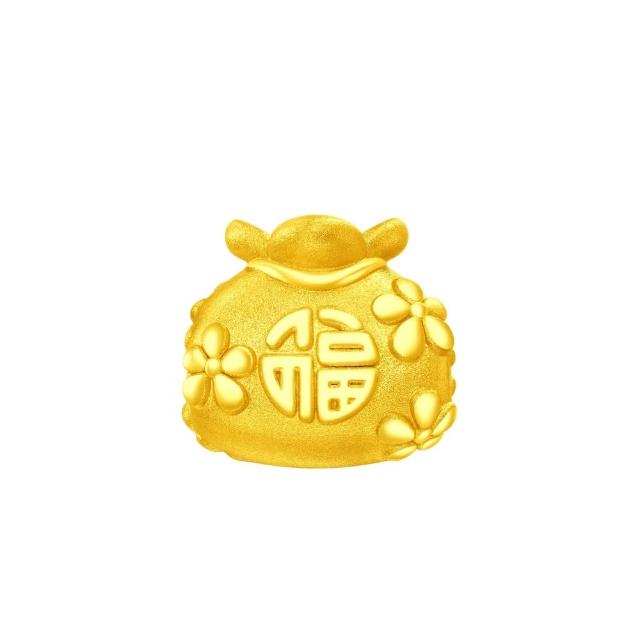 【周大福】福字福袋轉運珠黃金串珠(福祿雙全 招財納吉)