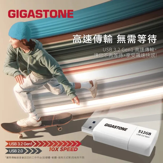 【Gigastone 立達國際】256GB USB3.1/3.2 Gen1 極簡滑蓋隨身碟 UD-3202白(256G USB3.2高速隨身碟)
