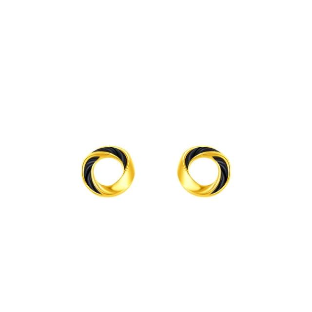【周大福】LIT系列 螺旋黃金耳環