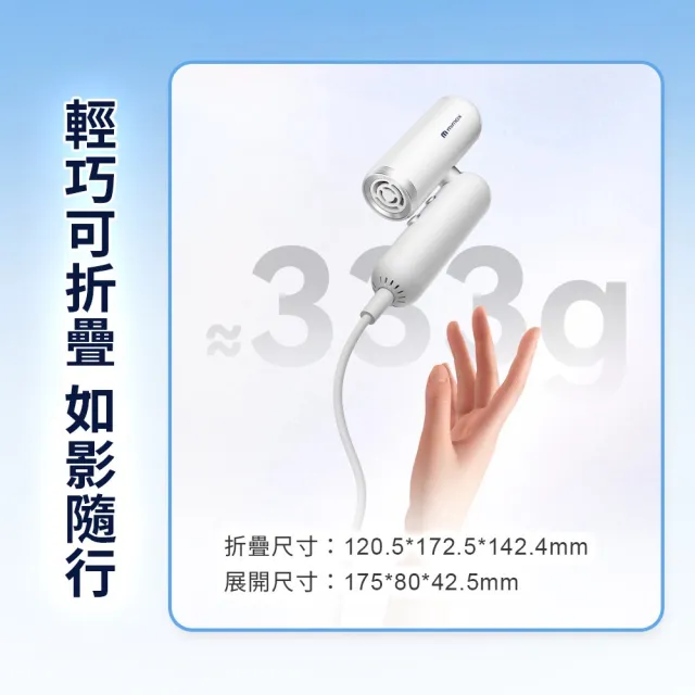 【mimax 米覓】高速摺疊吹風機 3色 送收納包 (XD-S501CFJ01)
